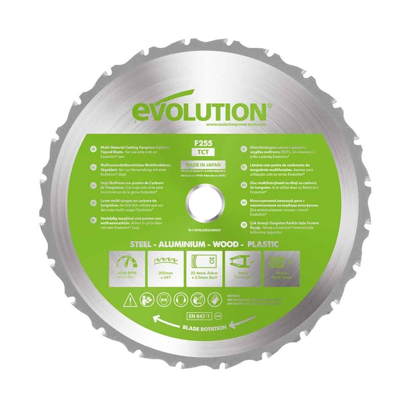 Multifunkčný pílový kotúč EVOLUTION FURY - 255x25,4x2 mm (24z)