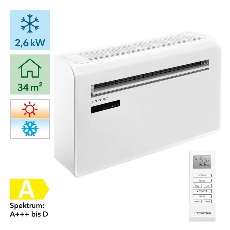 Nástenná klimatizácia PAC-W 2650 SH Trotec - 2,6 kW (9 000 Btu/h), Wi-Fi