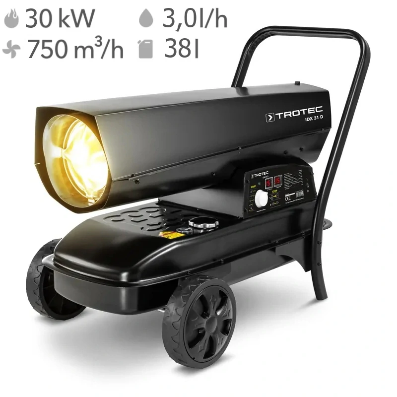 Nafťové topidlo s priamym spaľovaním IDX31D TROTEC - 30 kW, 750 m?/h, termostat