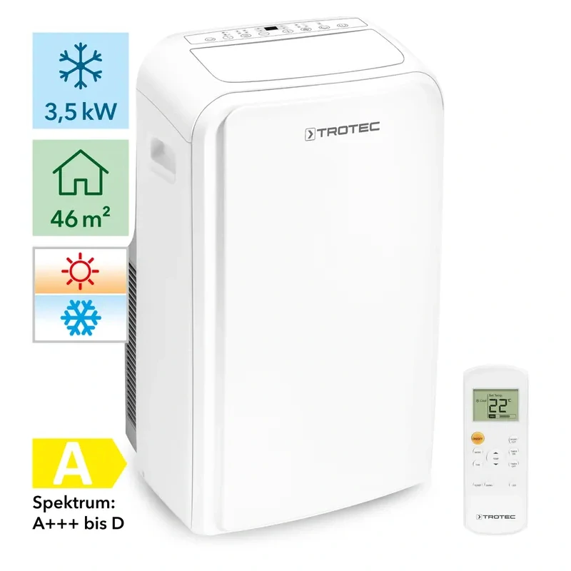 Mobilná klimatizácia PAC 3500 SH Trotec - 3,5 kW (12000 Btu/h), s funkcí topení – zdarma tesnenie do okien Airlock 100 Trotec