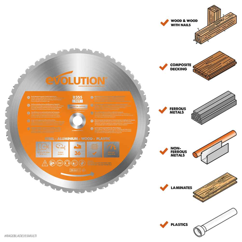 Multifunkčný pilový kotúč EVOLUTION RAGE - 255x25,4x2 mm (28z)