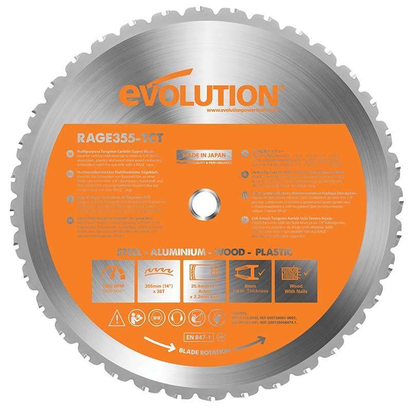 Multifunkčný pilový kotúč EVOLUTION RAGE - 355x25,4x2,2 mm (36z)