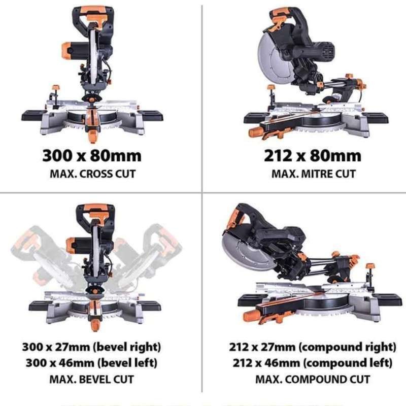 Multifunkčná pokosová pila R255SMS-DB+ Evolution - 2 kW, ? 255 mm, obojstranný náklop