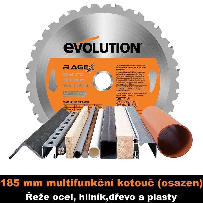 Multifunkčná stolná pila RAGE 4 TCT EVOLUTION, ? 185 mm