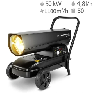 Nafťové topidlo s priamym spaľovaním IDX50D TROTEC - 50 kW, 1100 m?/h, termostat